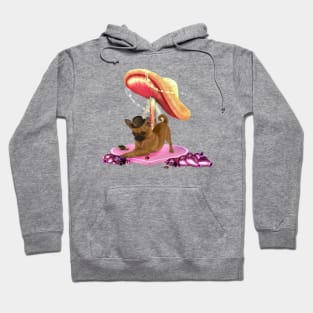 Cute little shihuahua pug with hat Hoodie